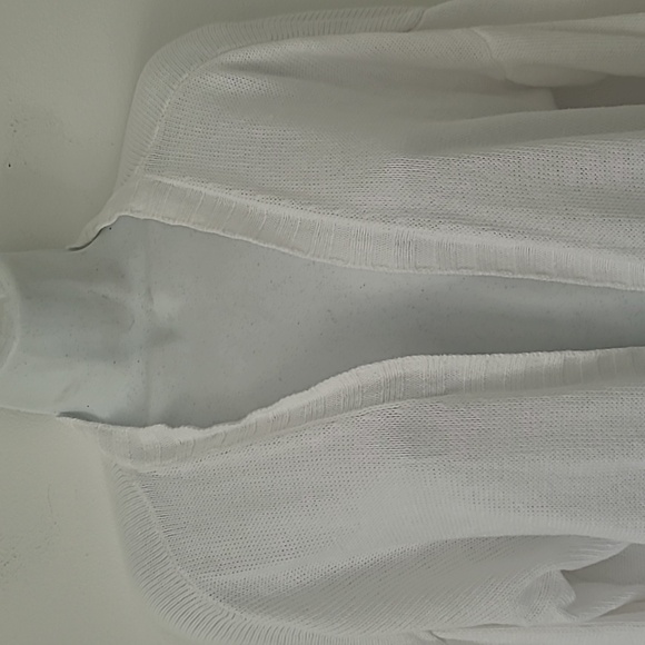 Eileen Fisher Linen and Cotton Blend Open Front Knit flowy Cardigan in white - Picture 2 of 10